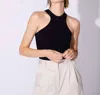 Barbara Bui Halterneck Ribbed Jersey Tank Top In Black In Black