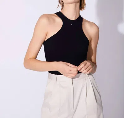 Barbara Bui Halterneck Ribbed Jersey Tank Top In Black
