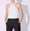 Barbara Bui Halterneck Ribbed Jersey Tank Top In White In White