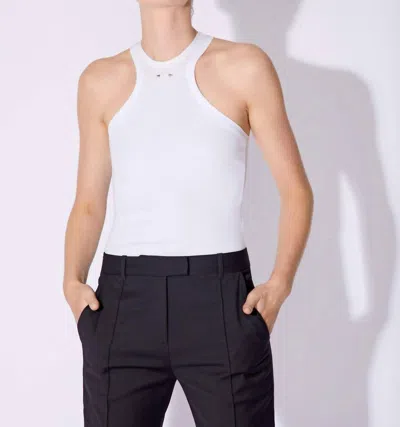 Barbara Bui Halterneck Ribbed Jersey Tank Top In White