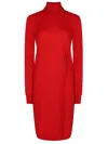 Barbara Bui High Neck Wool Dress In Rouge In Red