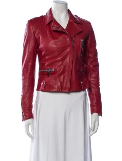 Pre-owned Barbara Bui Lamb Leather Biker Jacket In Red