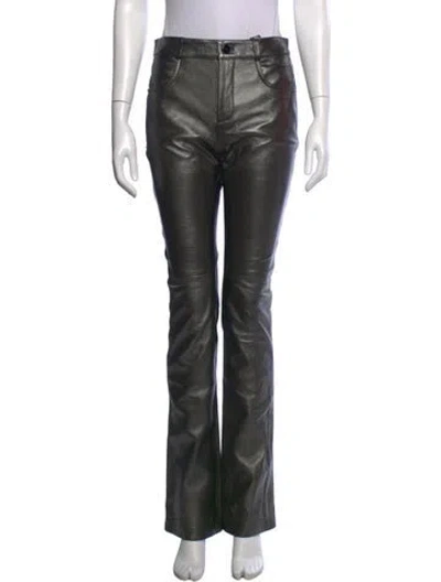 Pre-owned Barbara Bui Lamb Leather Flared Pants In Black/metallic