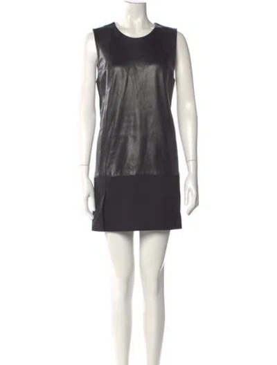 Pre-owned Barbara Bui Lamb Leather Mini Dress In Black