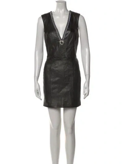 Pre-owned Barbara Bui Lamb Leather Mini Dress In Black