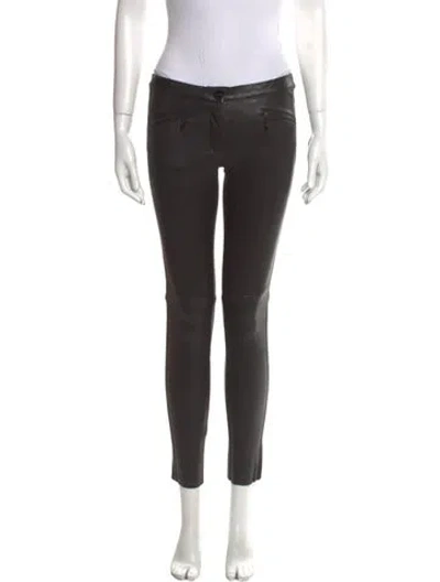 Pre-owned Barbara Bui Lamb Leather Skinny Leg Pants In Black