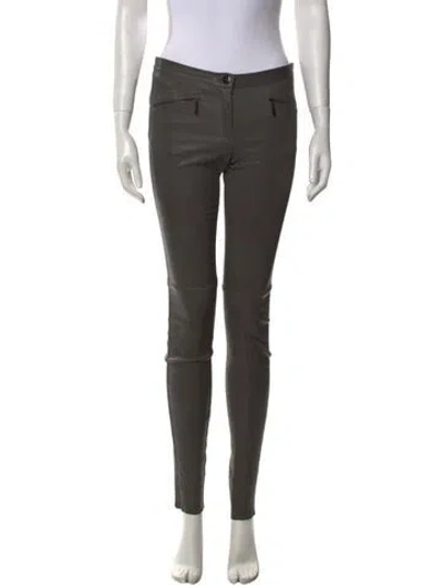 Pre-owned Barbara Bui Lamb Leather Skinny Leg Pants In Gray