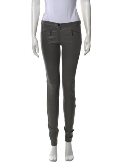 Pre-owned Barbara Bui Lamb Leather Skinny Leg Pants In Gray