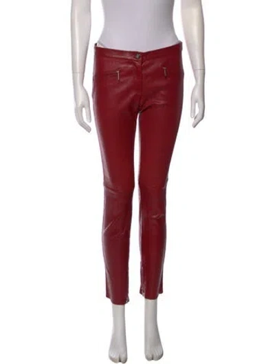 Pre-owned Barbara Bui Lamb Leather Skinny Leg Pants In Red