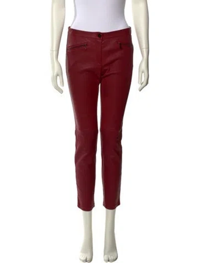 Pre-owned Barbara Bui Lamb Leather Skinny Leg Pants In Red