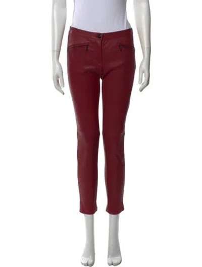 Pre-owned Barbara Bui Lamb Leather Skinny Leg Pants In Red
