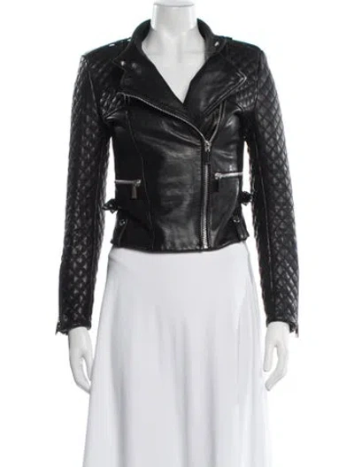 Pre-owned Barbara Bui Lambskin Biker Jacket In Blue