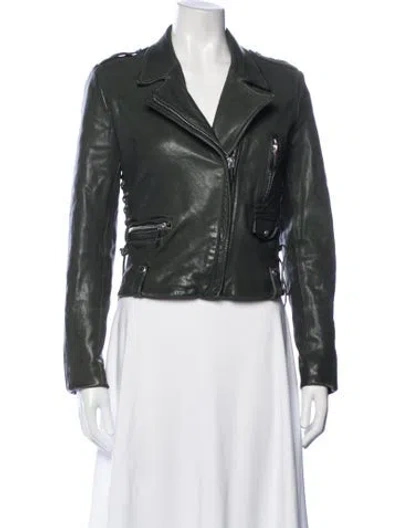 Pre-owned Barbara Bui Lambskin Biker Jacket In Green