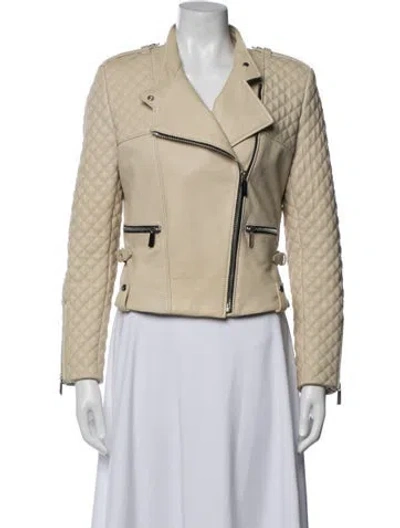 Pre-owned Barbara Bui Lambskin Biker Jacket In Neutral