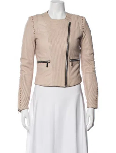 Pre-owned Barbara Bui Lambskin Biker Jacket In Neutrals