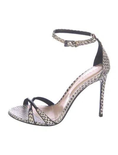 Pre-owned Barbara Bui Leather Animal Print Sandals In Black/white