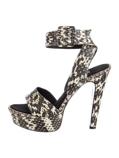 Pre-owned Barbara Bui Leather Animal Print Sandals In White