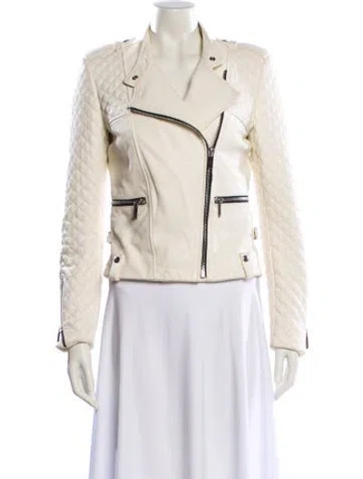 Pre-owned Barbara Bui Leather Biker Jacket In Neutral