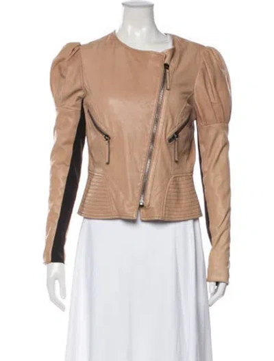 Pre-owned Barbara Bui Leather Biker Jacket In Neutral