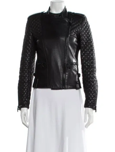 Pre-owned Barbara Bui Leather Biker Jacket In Purple