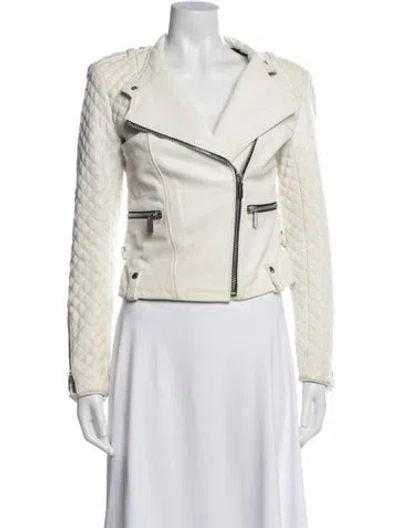 Pre-owned Barbara Bui Leather Biker Jacket In White