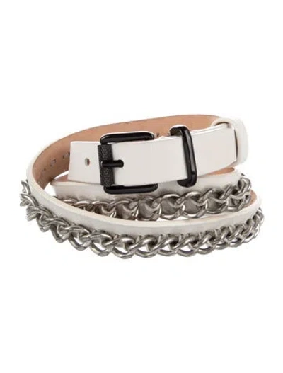 Pre-owned Barbara Bui Leather Chain-link Accents Waist Belt In White