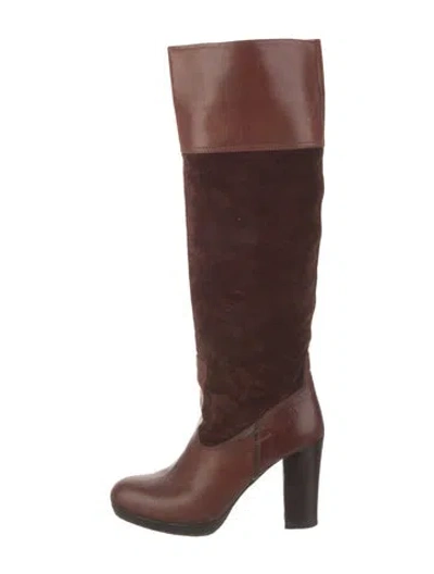Pre-owned Barbara Bui Leather Colorblock Pattern Boots In Brown
