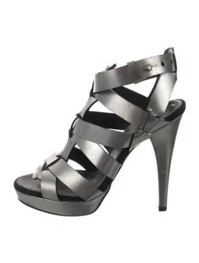 Pre-owned Barbara Bui Leather Gladiator Sandals In Silver