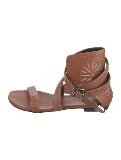 Pre-owned Barbara Bui Leather Lasercut Accents Gladiator Sandals In Brown