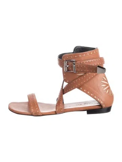 Pre-owned Barbara Bui Leather Lasercut Accents Sandals In Brown