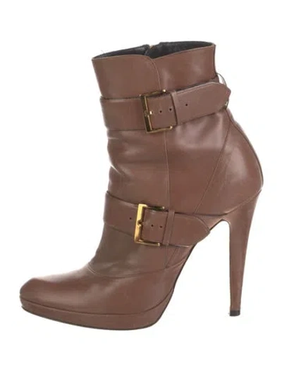 Pre-owned Barbara Bui Leather Moto Boots In Brown