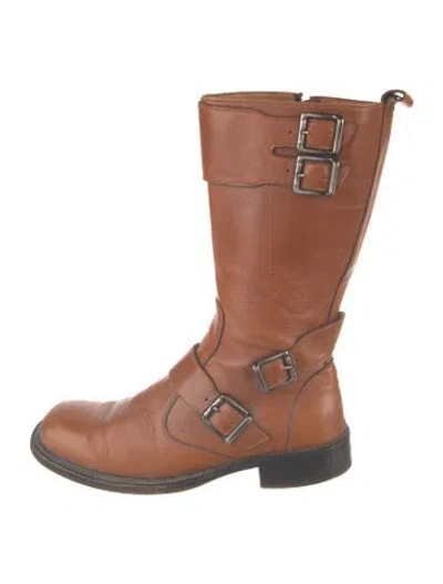 Pre-owned Barbara Bui Leather Moto Boots In Brown