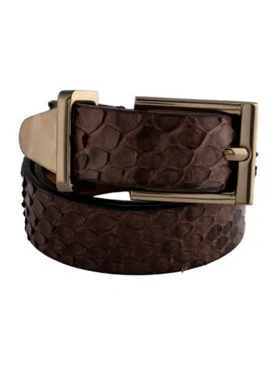 Pre-owned Barbara Bui Leather Snakeskin Double Wrap Bracelet In Brown