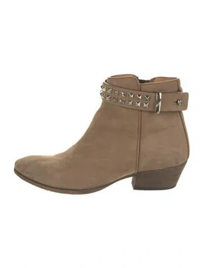 Pre-owned Barbara Bui Leather Studded Accents Boots In Brown