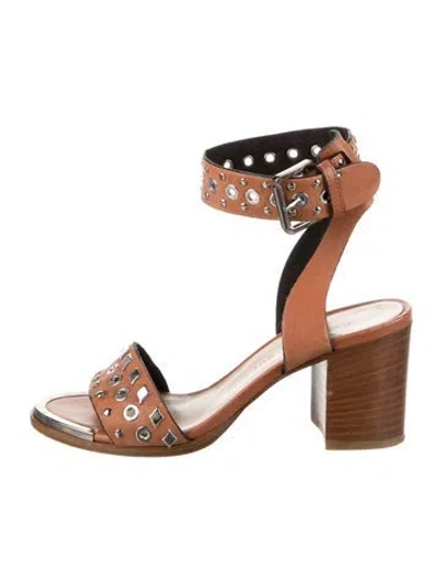 Pre-owned Barbara Bui Leather Studded Accents Sandals In Brown