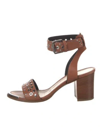 Pre-owned Barbara Bui Leather Studded Accents Sandals In Brown
