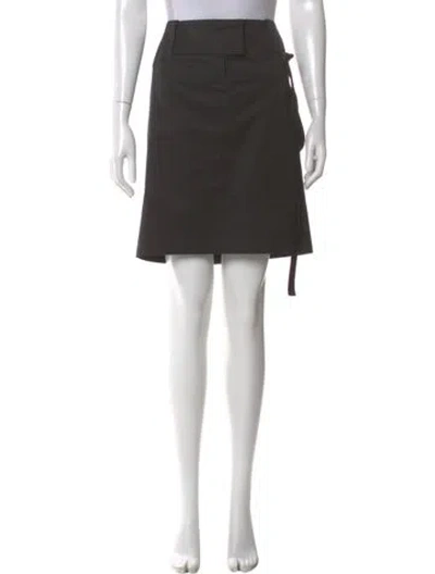 Pre-owned Barbara Bui Leather Trim Embellishment Knee-length Skirt In Gray