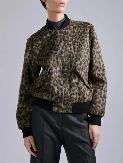 Barbara Bui Leopard-print Wool Jacket In Tan