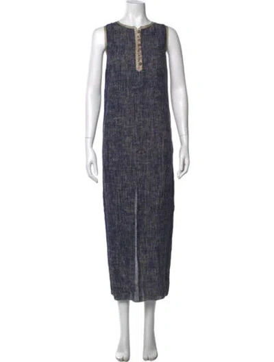Pre-owned Barbara Bui Linen Long Dress In Blue