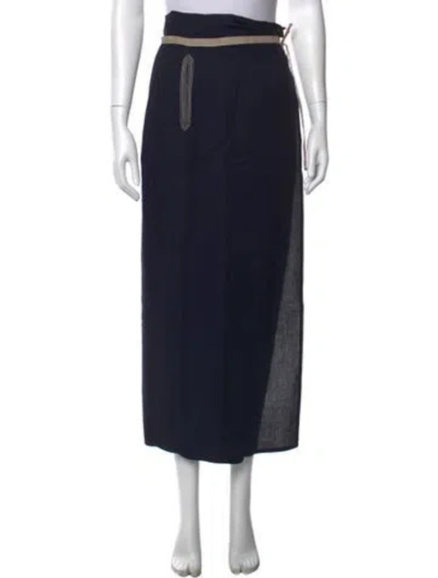 Pre-owned Barbara Bui Linen Long Skirt In Blue