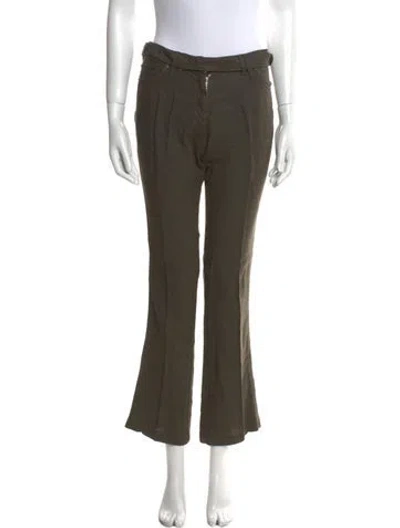 Pre-owned Barbara Bui Linen Straight Leg Pants In Green