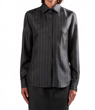 Barbara Bui Long Sleeve Striped Shirt In Anthracite In Gray