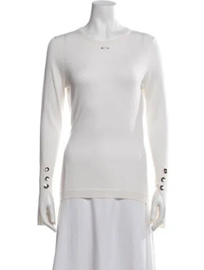 Pre-owned Barbara Bui Merino Wool Crew Neck Sweater In White