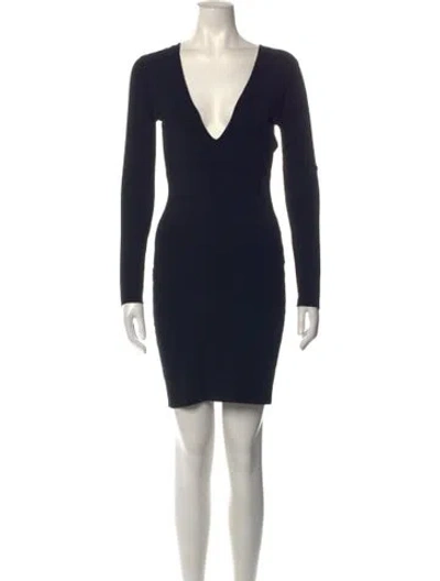 Pre-owned Barbara Bui Merino Wool Mini Dress In Blue