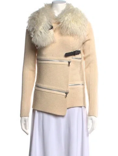 Pre-owned Barbara Bui Merino Wool Open Front Sweater In Neutral