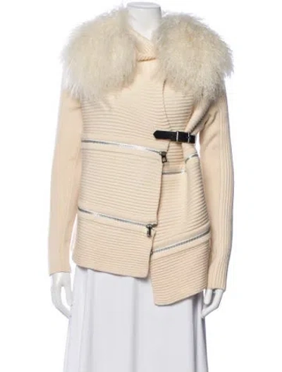 Pre-owned Barbara Bui Merino Wool Open Front Sweater In Neutrals