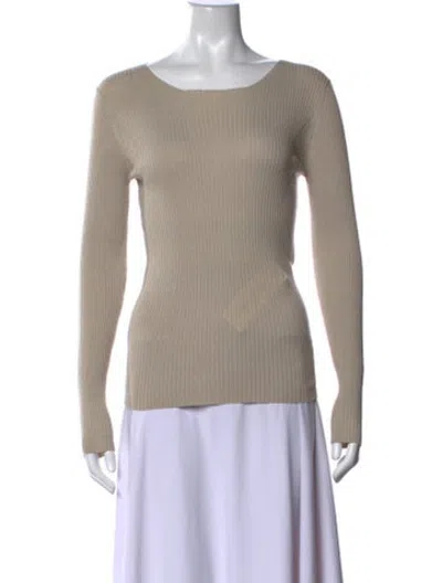 Pre-owned Barbara Bui Merino Wool Scoop Neck Sweater In Neutrals