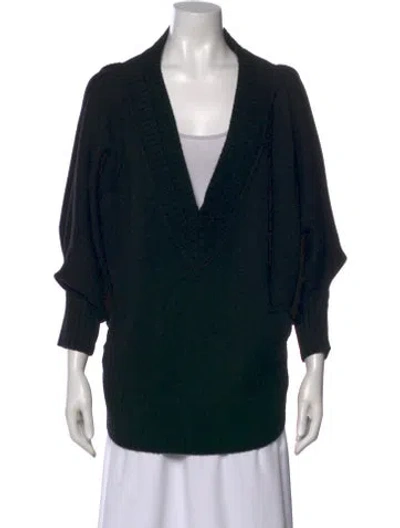 Pre-owned Barbara Bui Merino Wool V-neck Sweater In Black