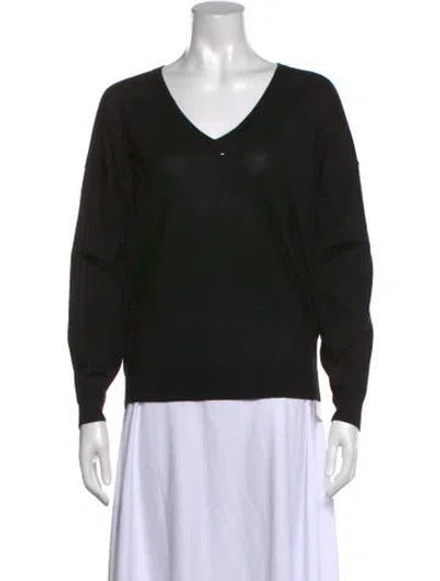 Pre-owned Barbara Bui Merino Wool V-neck Sweater In Black