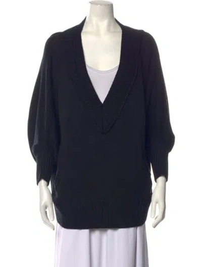Pre-owned Barbara Bui Merino Wool V-neck Sweater In Blue
